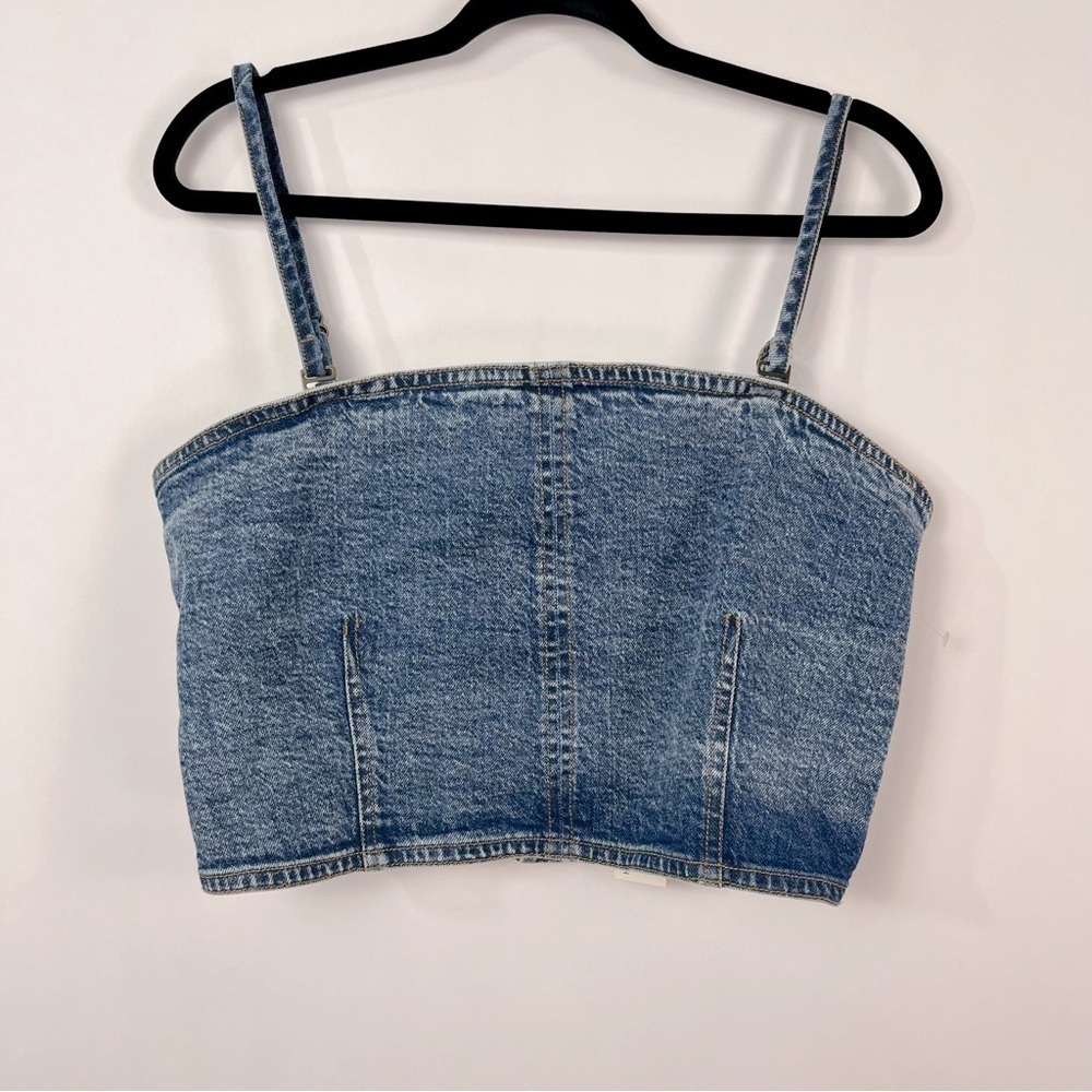 Habitual Denim Crop Tank Top Adjustable Removable Straps size large NWT